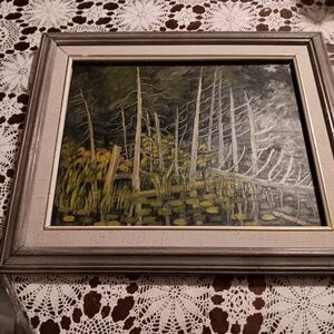 Framed Forest Landscape Art in Green